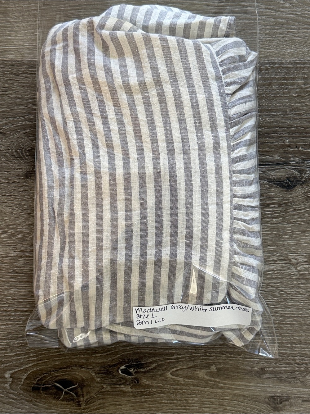 Madewell Striped Tiered Sundress in Light Gray and White Size L - Picture 11 of 11